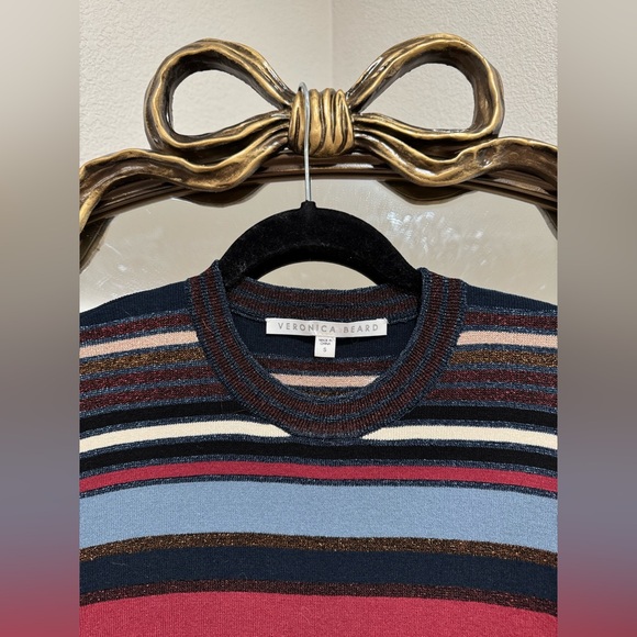 Brand new Veronica Beard Palmas Striped Metallic Sweater - Picture 3 of 4